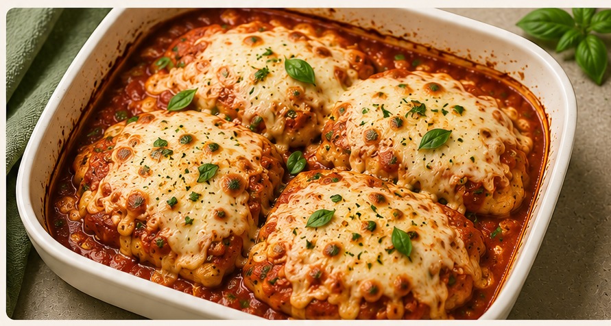 Quick Chicken Parmesan Bake from The Lazy Protein Cookbook